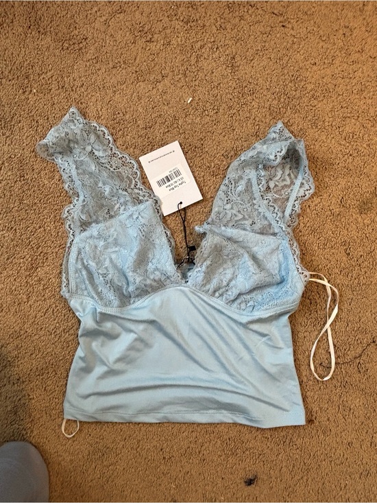 Princess Polly Tops - Princess Polly Light Blue Lace Bralette Cami